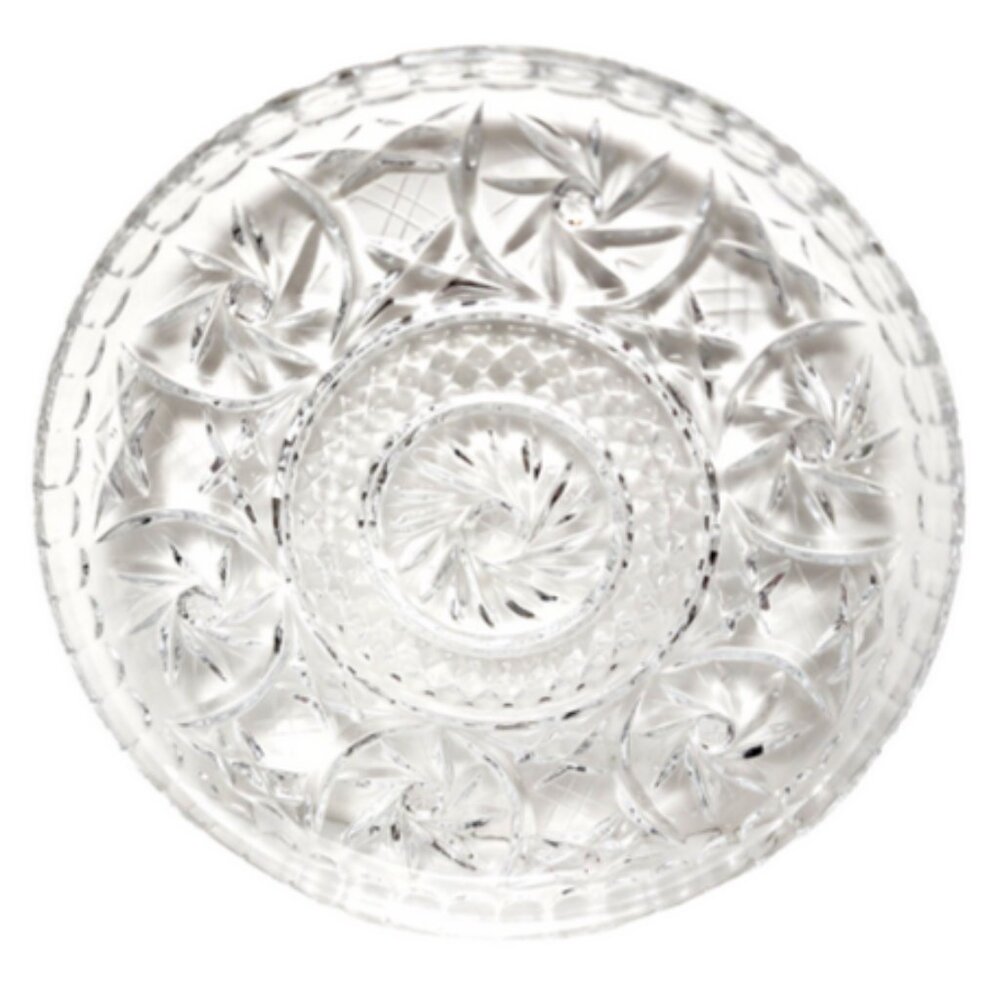 Antique Bohemian Czech Pinwheel Design Cut Crystal Decorative Luncheon 6" Plate - Picture 5 of 15